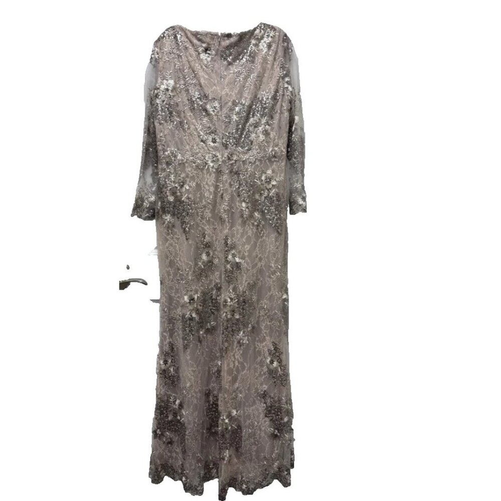 Mac Duggal Taupe 67539 Sequin V-Neck Long Sleeve Formal Gown Dress NEW - Picture 10 of 15